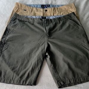 2 Pair Mens Fox Racing Shorts. Sz 38 Olive/Tan